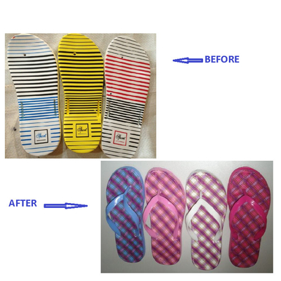 La scarpa automatica dei semi che fa l'attrezzatura collega la cinghia e la sogliola per le pantofole di Flip-flop