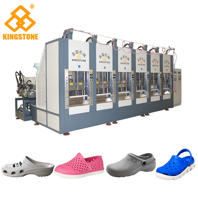 Sei macchine dello stampaggio ad iniezione delle scarpe della plastica delle stazioni per la fabbricazione delle sogliole della pantofola di EVA