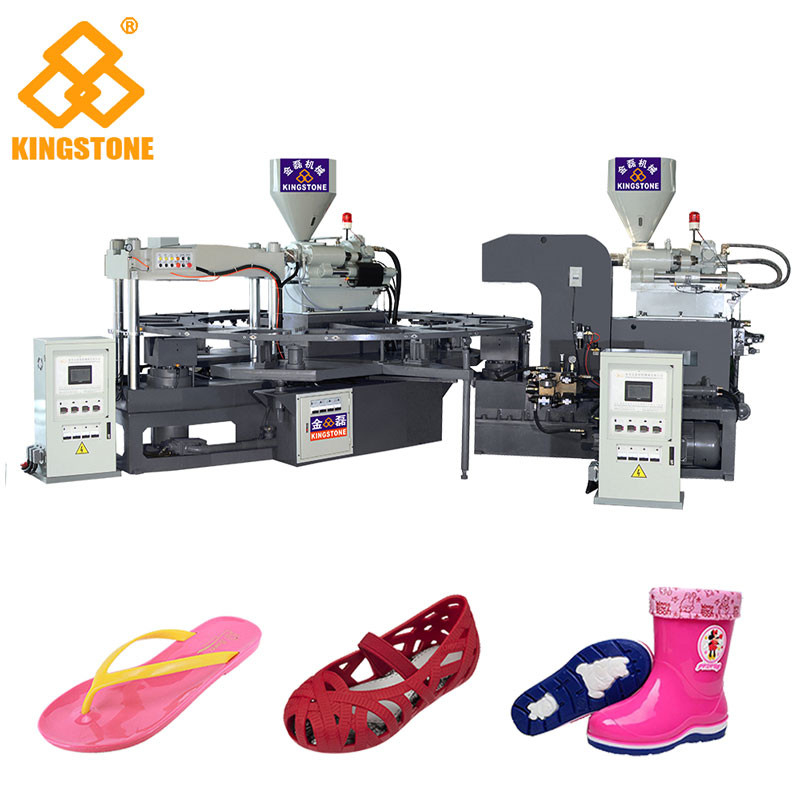 Macchina rotatoria 4.3*3.3*2.9m/2 anni dello stampaggio ad iniezione del sandalo della gelatina del PVC di due colori di garanzia